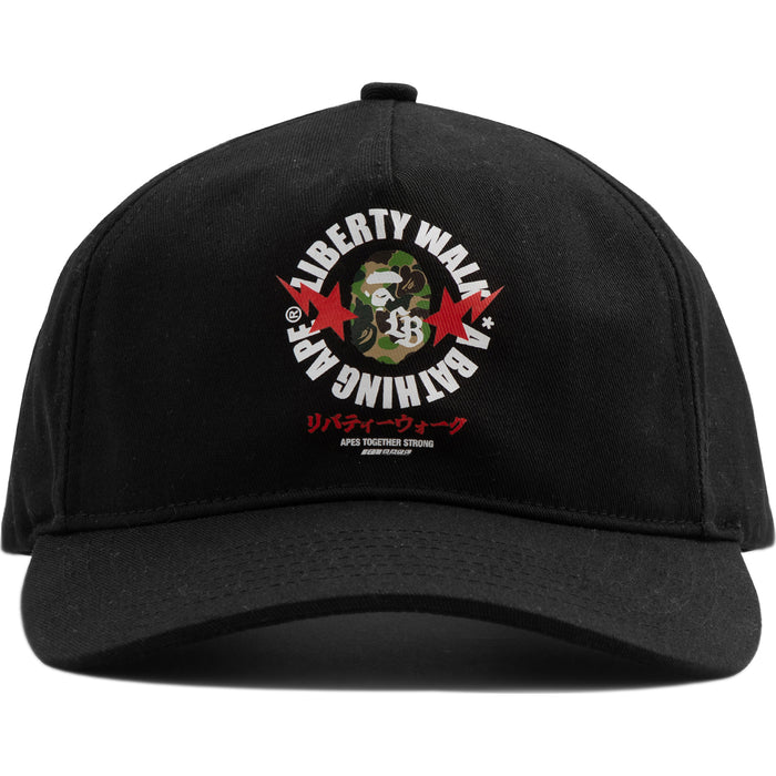 BAPE X LIBERTY WALK ABC CAMO APE HEAD COTTON TWILL CAP MENS