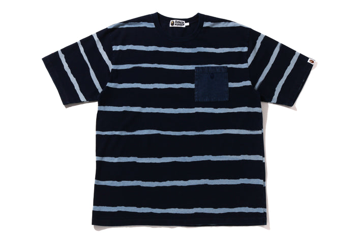 INDIGO DISCHARGE PRINT RELAXED FIT TEE MENS