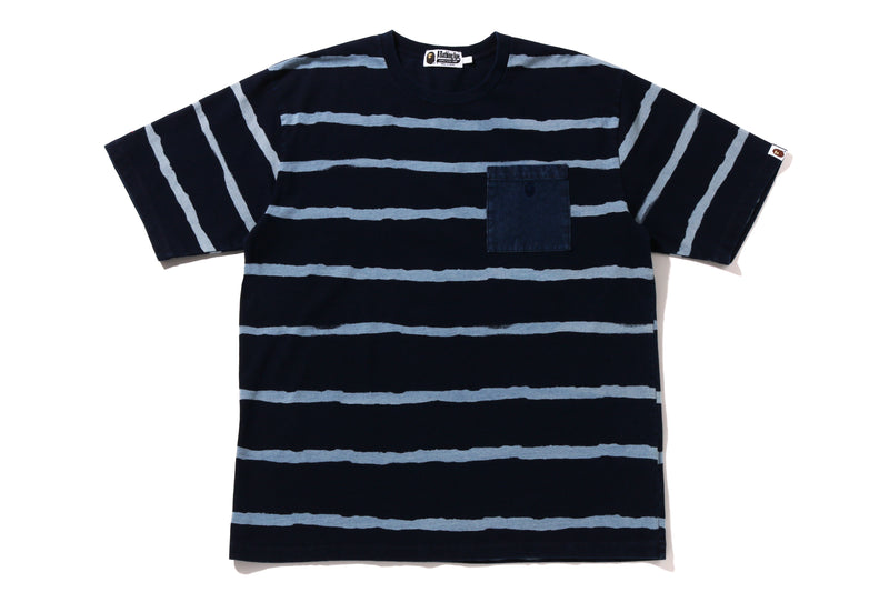 INDIGO DISCHARGE PRINT RELAXED FIT TEE MENS