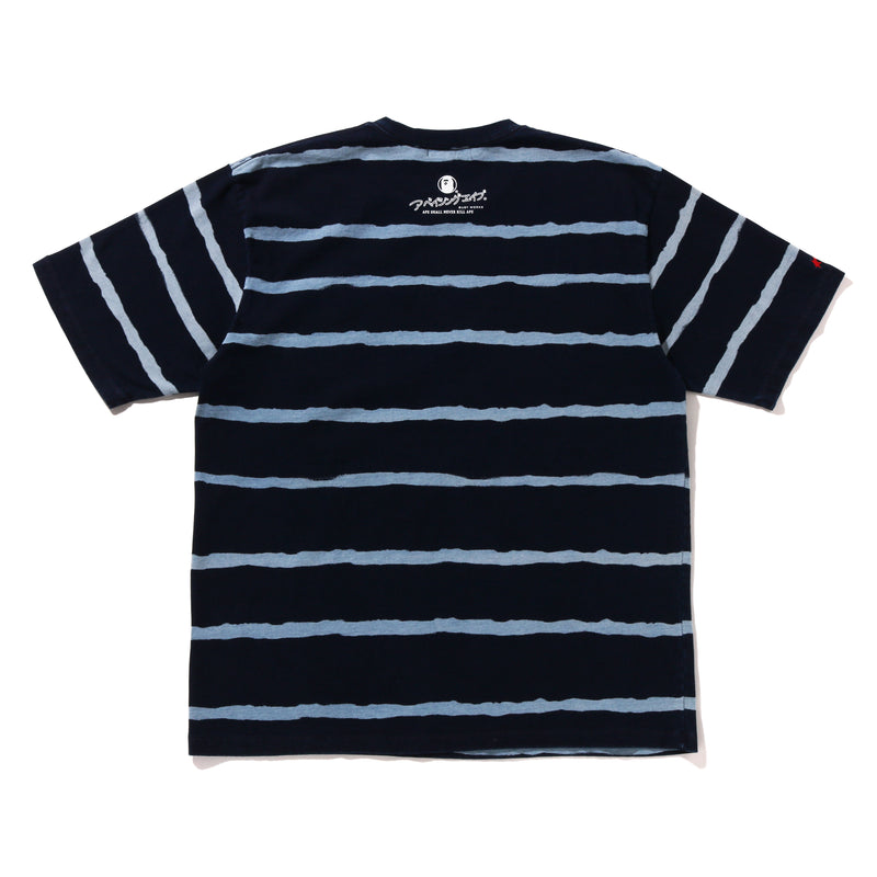 INDIGO DISCHARGE PRINT RELAXED FIT TEE MENS