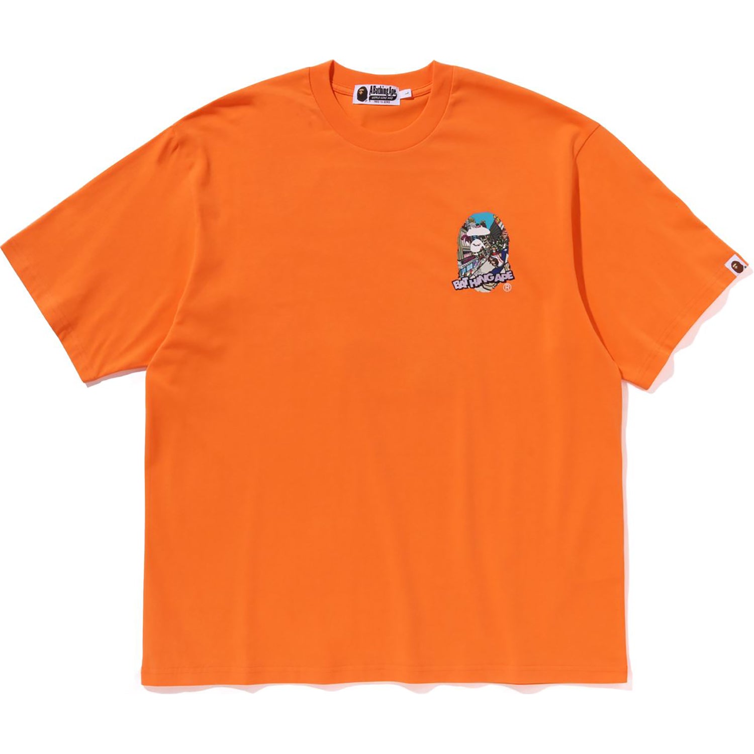 BAPE Ape T-shirt Tee Orange factory & Black/Green - Authentic with error in Size Lable