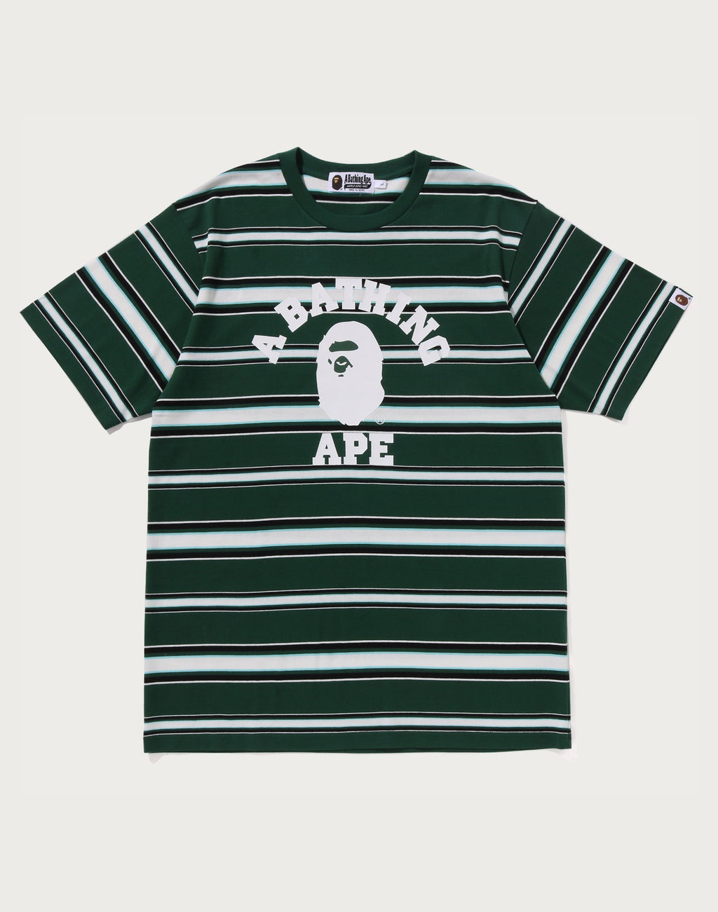 BAPE MENS APE HEAD COLLEGE STRIPE TEE