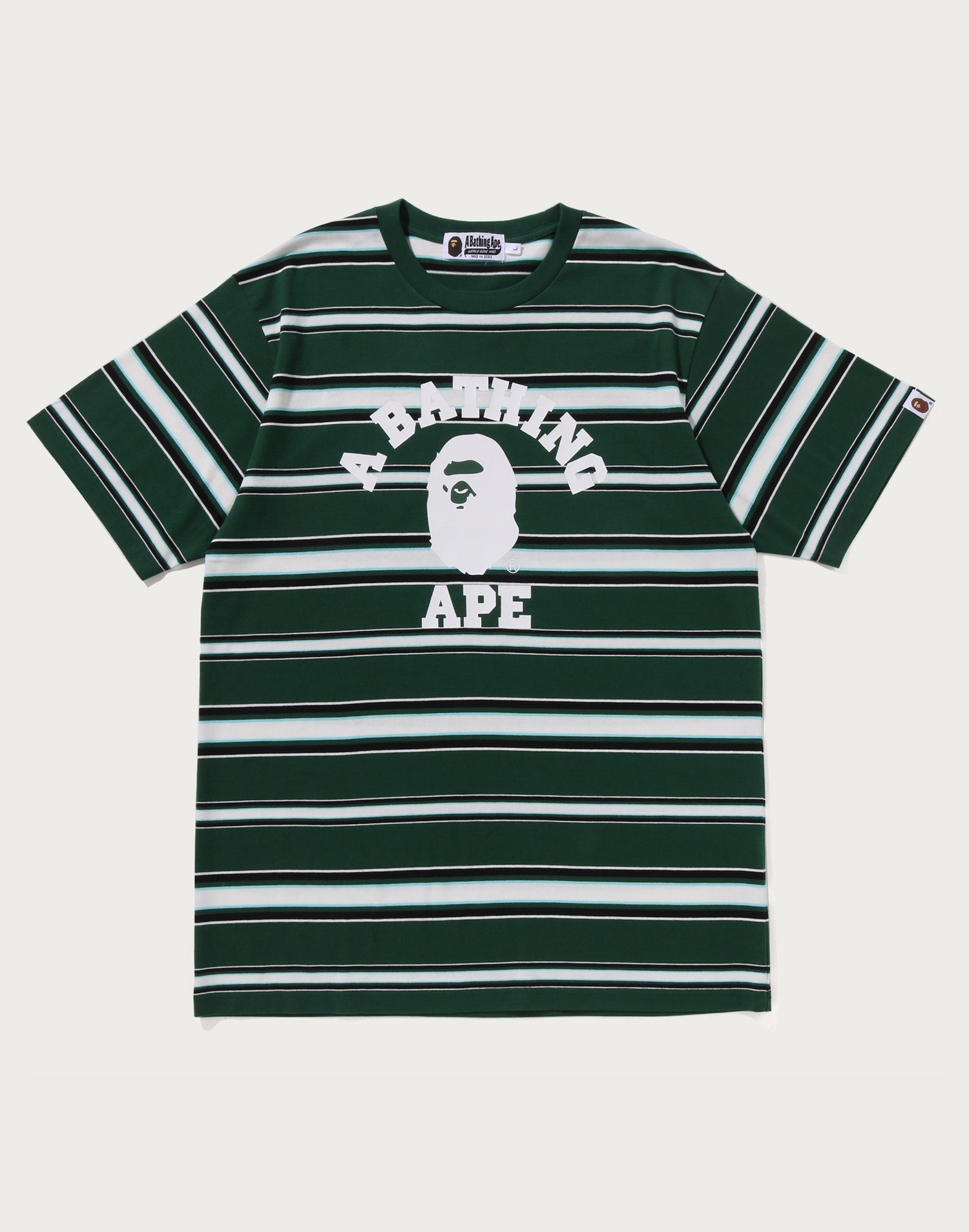 BAPE MENS APE HEAD COLLEGE STRIPE TEE