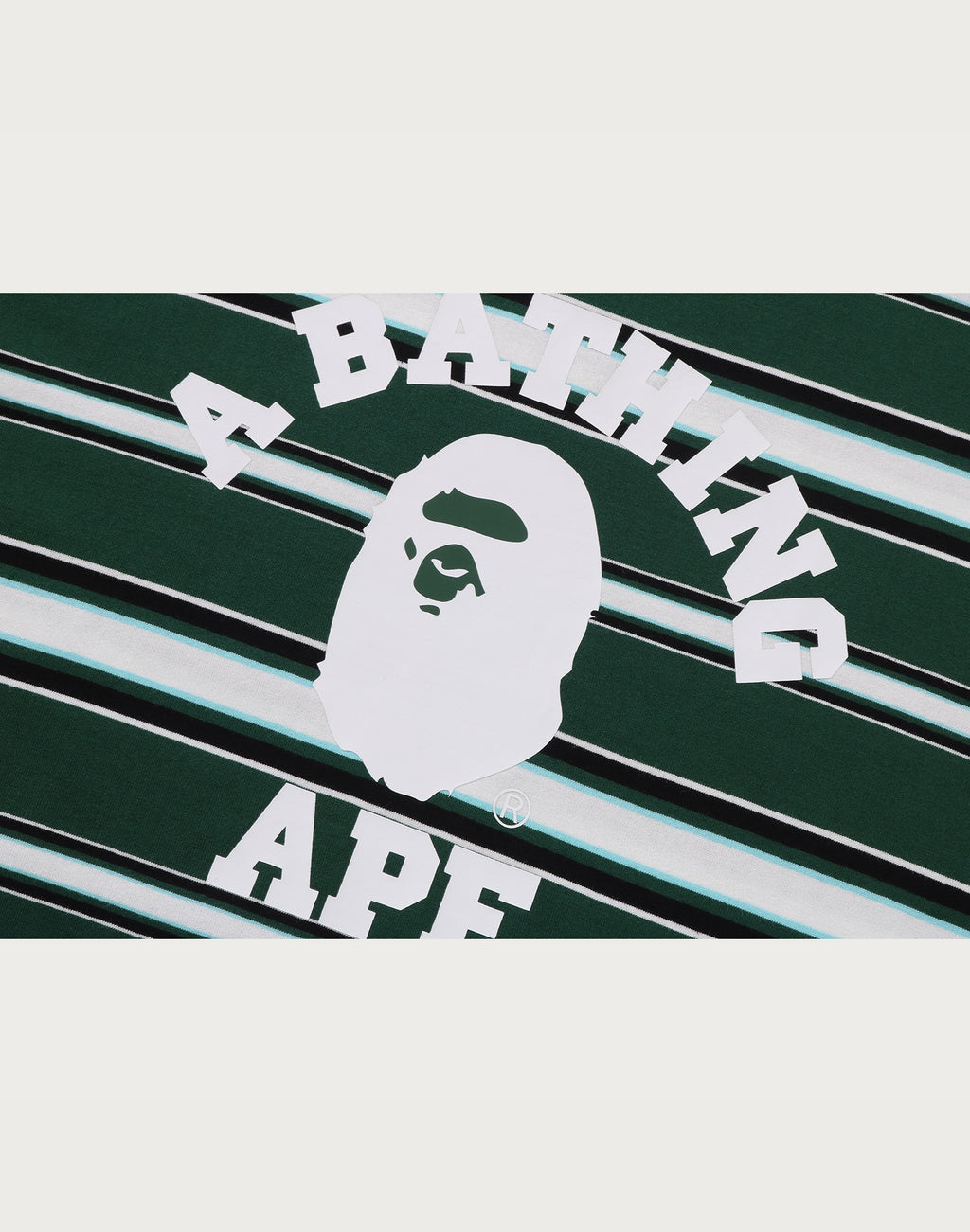 BAPE MENS APE HEAD COLLEGE STRIPE TEE
