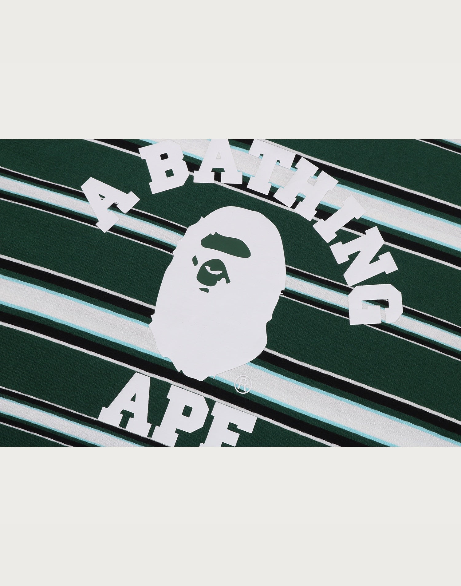 BAPE MENS APE HEAD COLLEGE STRIPE TEE
