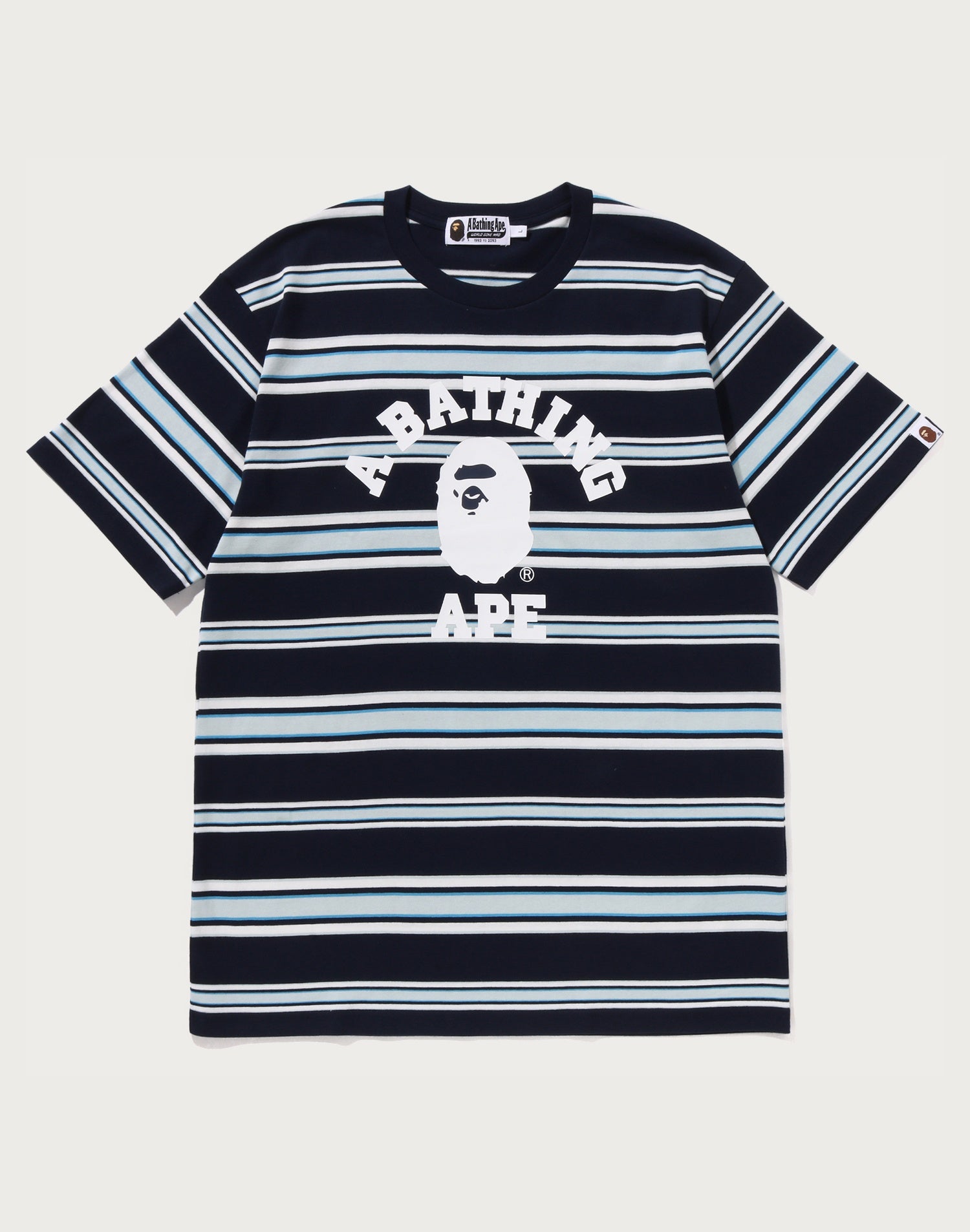 BAPE MENS APE HEAD COLLEGE STRIPE TEE