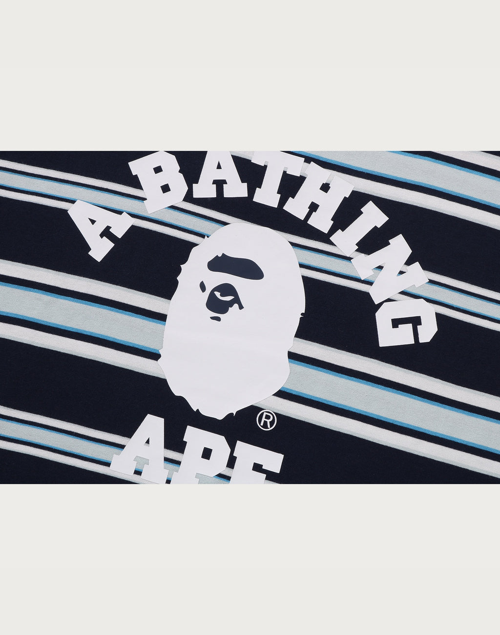 BAPE MENS APE HEAD COLLEGE STRIPE TEE