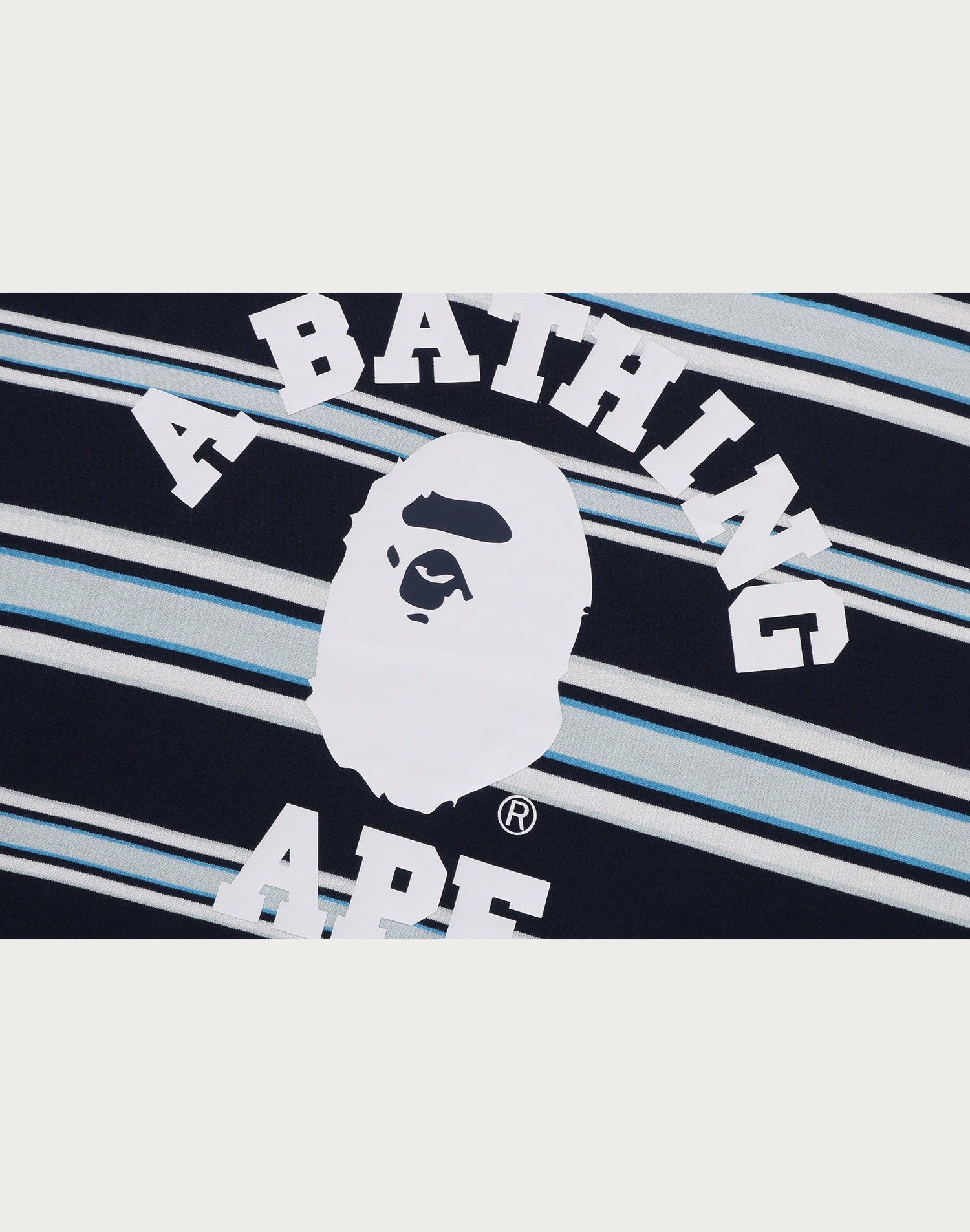 BAPE MENS APE HEAD COLLEGE STRIPE TEE