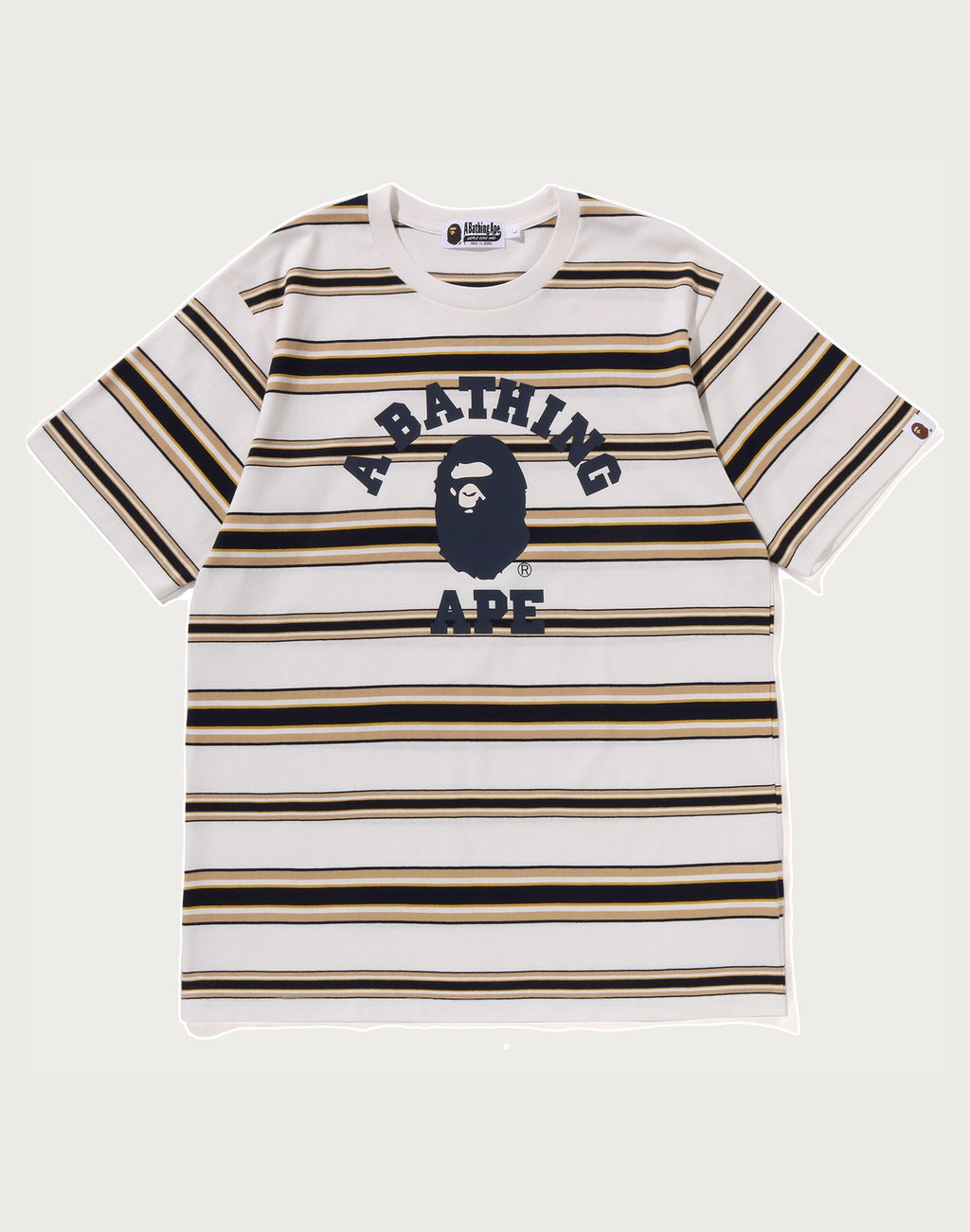 BAPE MENS APE HEAD COLLEGE STRIPE TEE