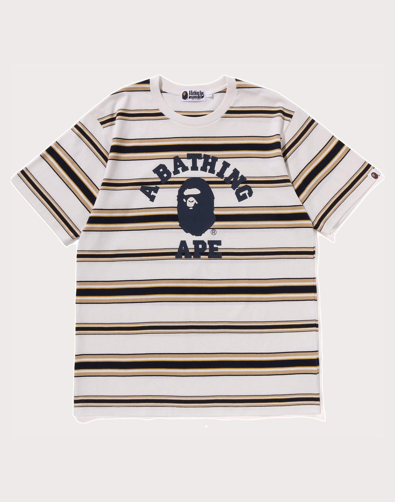 BAPE MENS APE HEAD COLLEGE STRIPE TEE