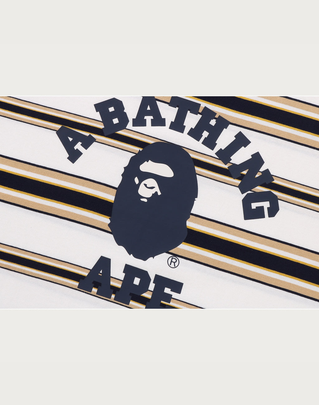 BAPE MENS APE HEAD COLLEGE STRIPE TEE