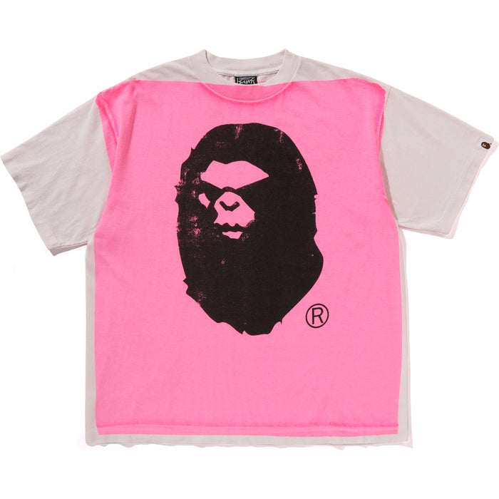 BAPE X SAINT MXXXXXX MAD FACE HANDPRINTING TEE MENS