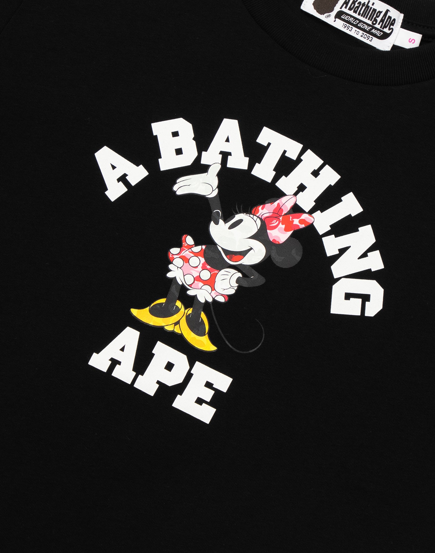 BAPE X DISNEY MINNIE MOUSE COLLEGE MINI TEE LADIES