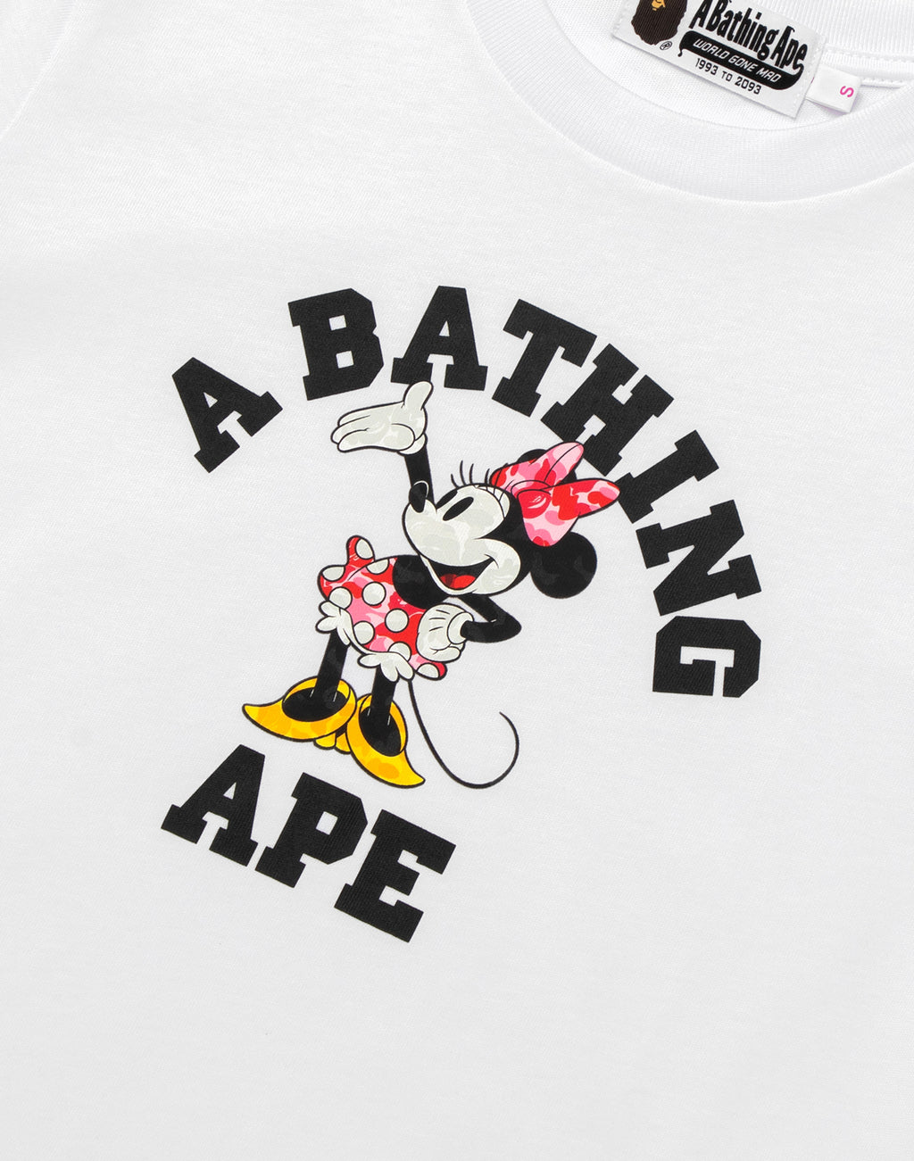 BAPE X DISNEY MINNIE MOUSE COLLEGE MINI TEE LADIES
