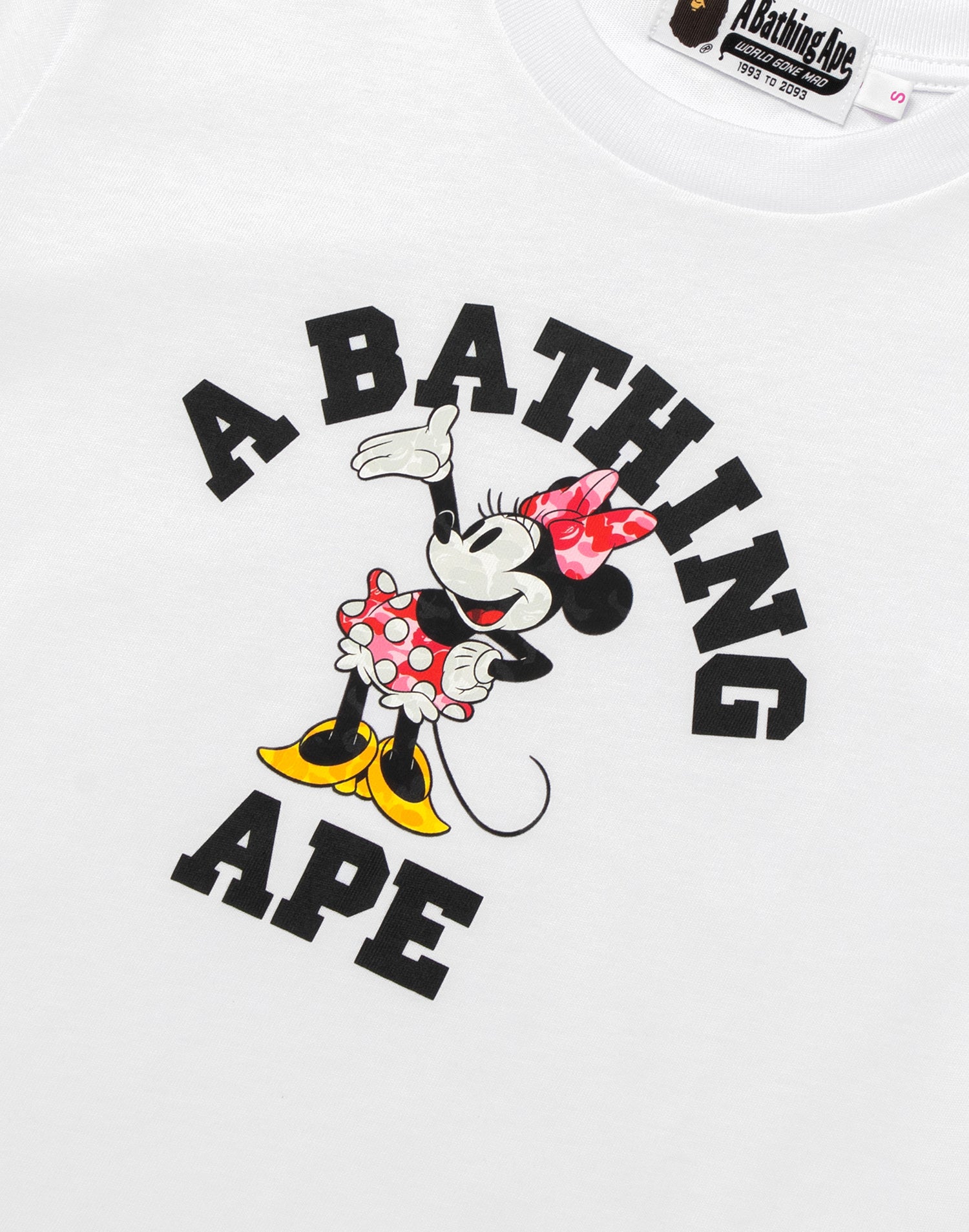 BAPE X DISNEY MINNIE MOUSE COLLEGE MINI TEE LADIES