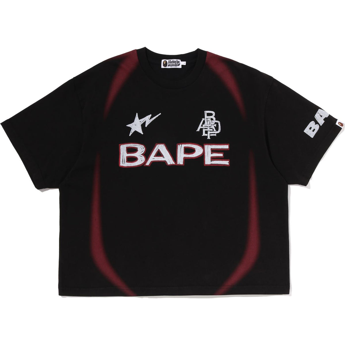 HEAVY WASH HAND DRAW FOOTBALL MULTI LOGO RELAXED FIT TEE MENS