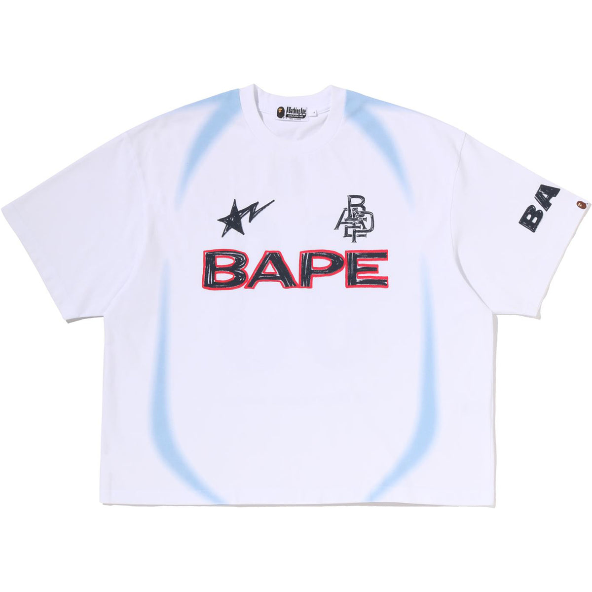 HEAVY WASH HAND DRAW FOOTBALL MULTI LOGO RELAXED FIT TEE MENS