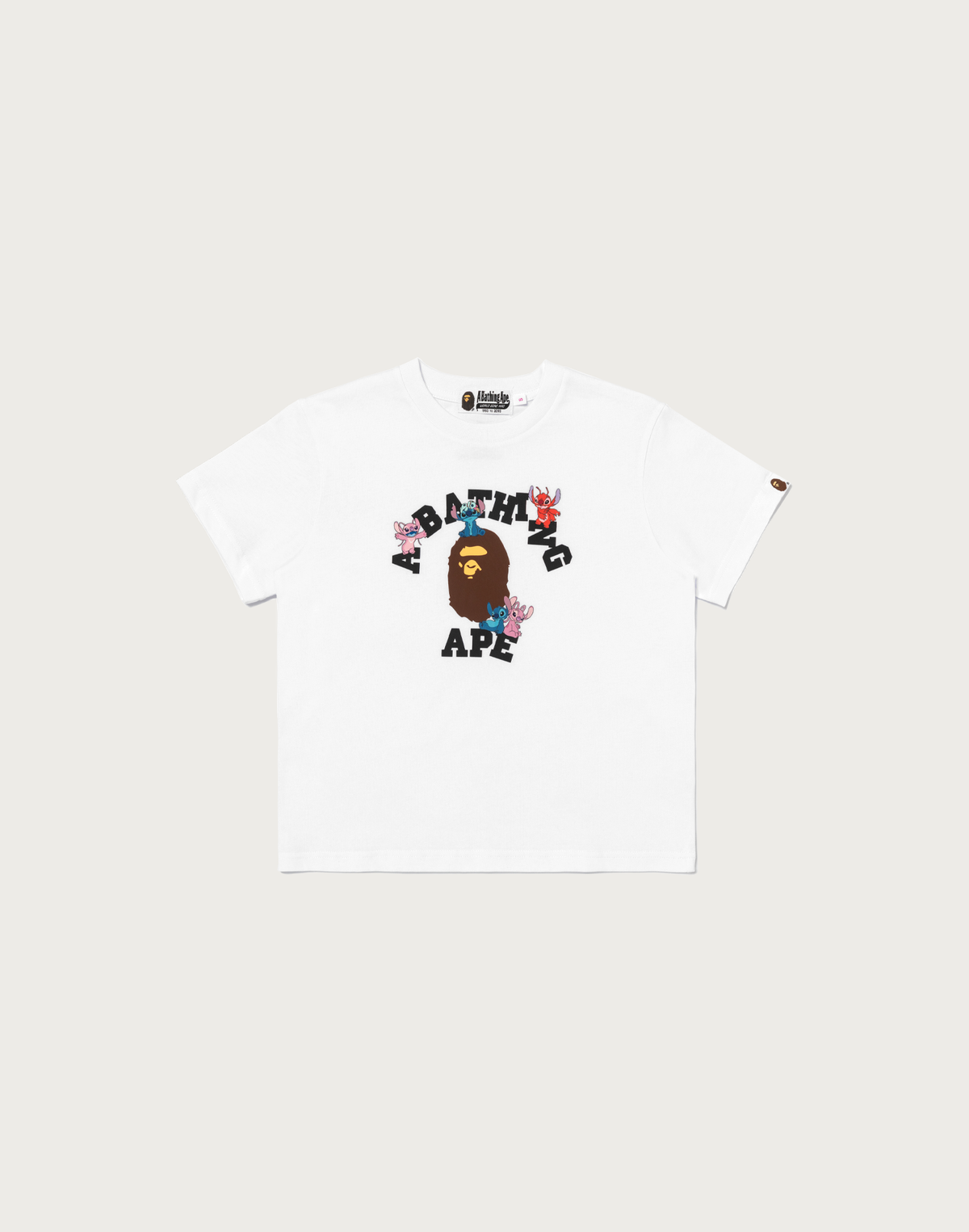 BAPE X DISNEY STITCH AND FRIENDS COLLEGE MINI TEE LADIES