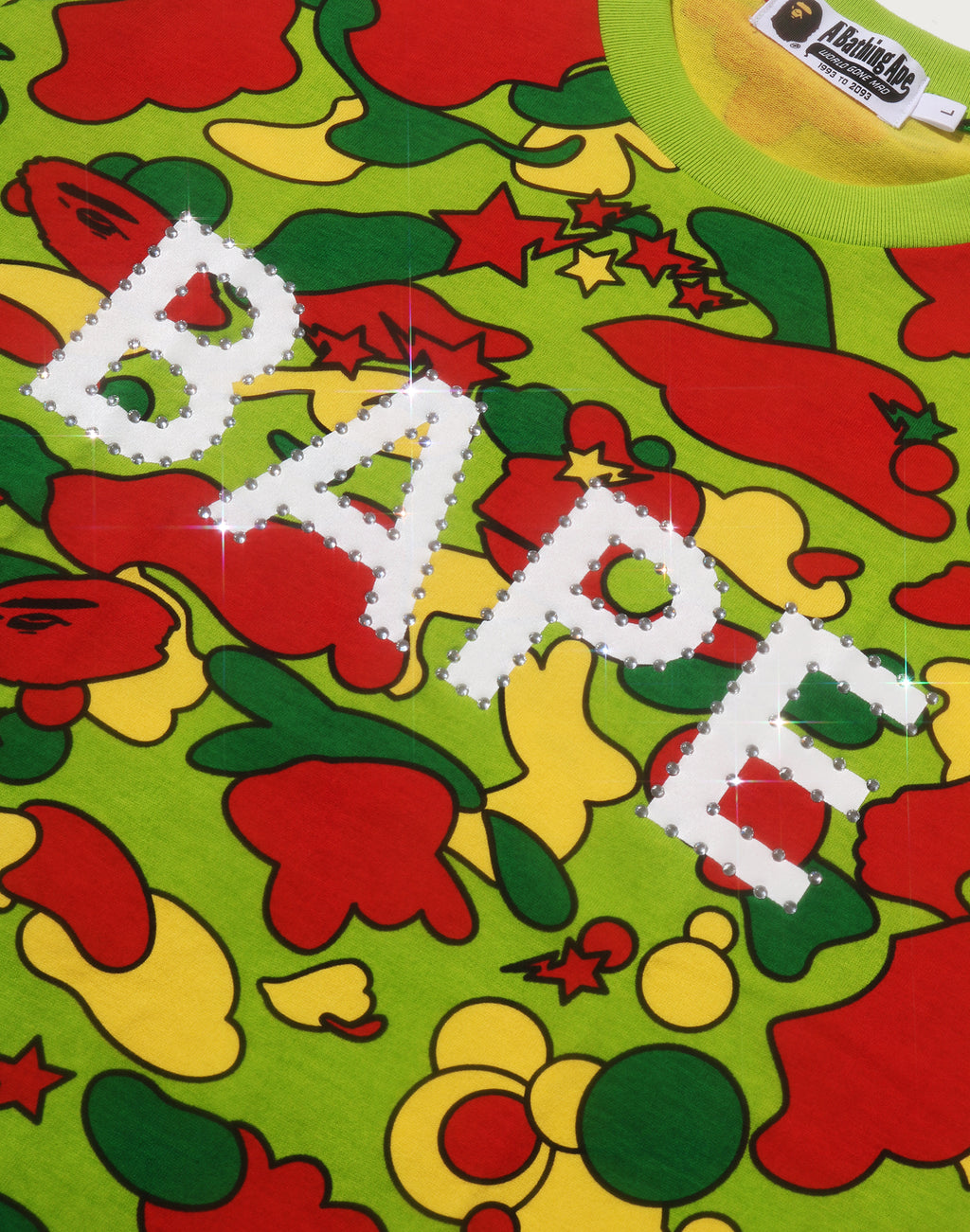 STA CAMO RHINESTONE BAPE LOGO TEE MENS