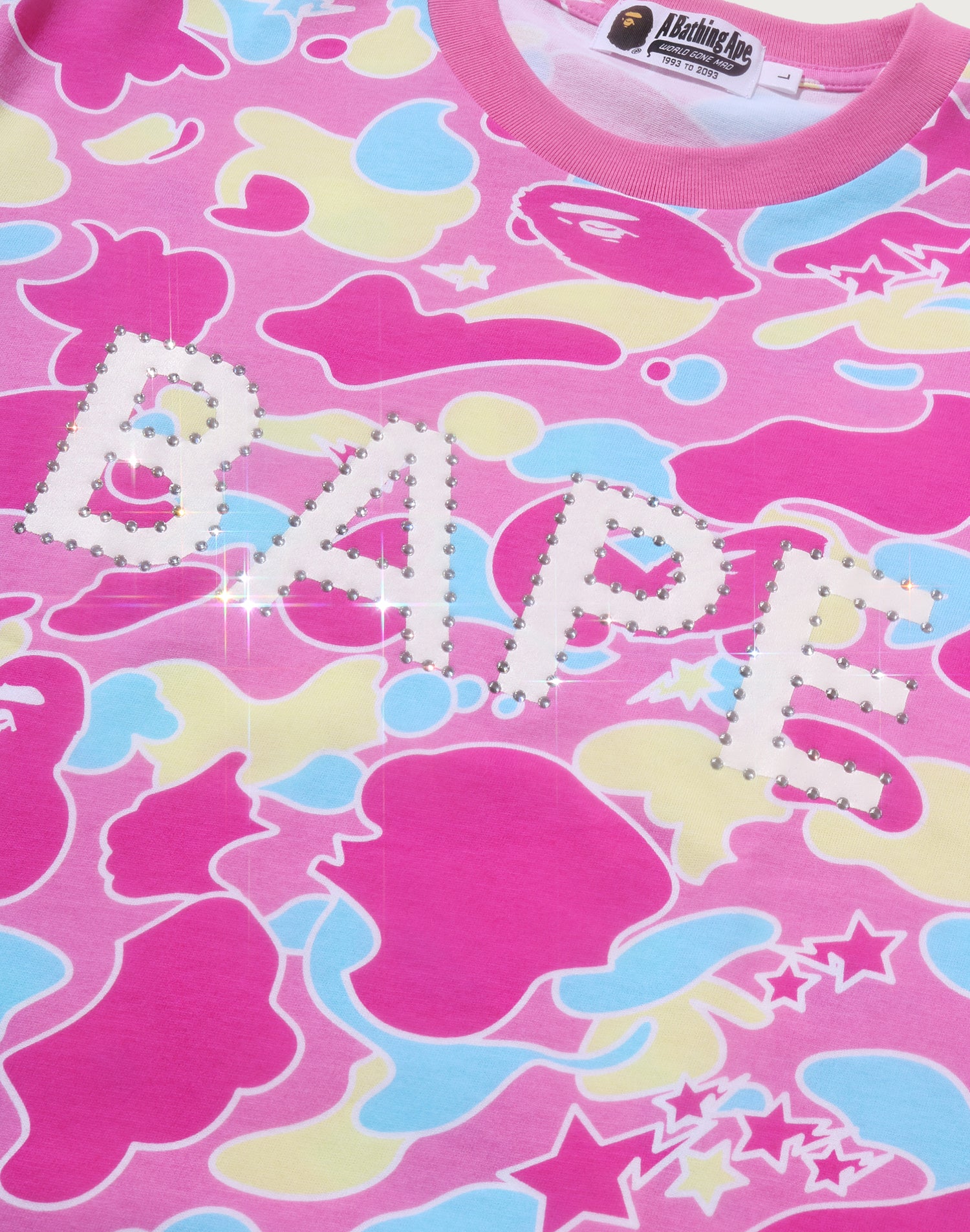 STA CAMO RHINESTONE BAPE LOGO TEE MENS