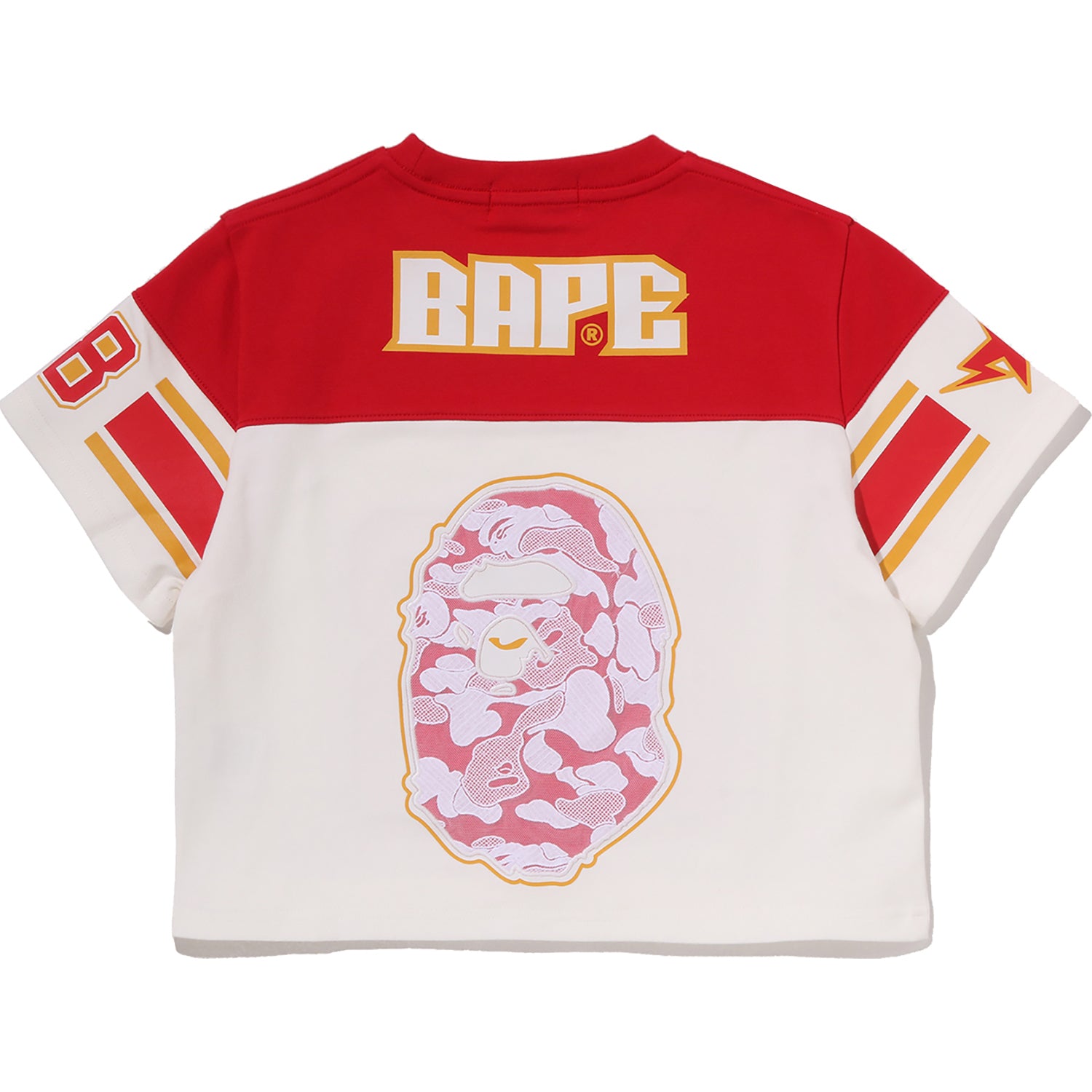 MULTI LOGO FOOTBALL BOXY CROPPED TEE LADIES – us.bape.com