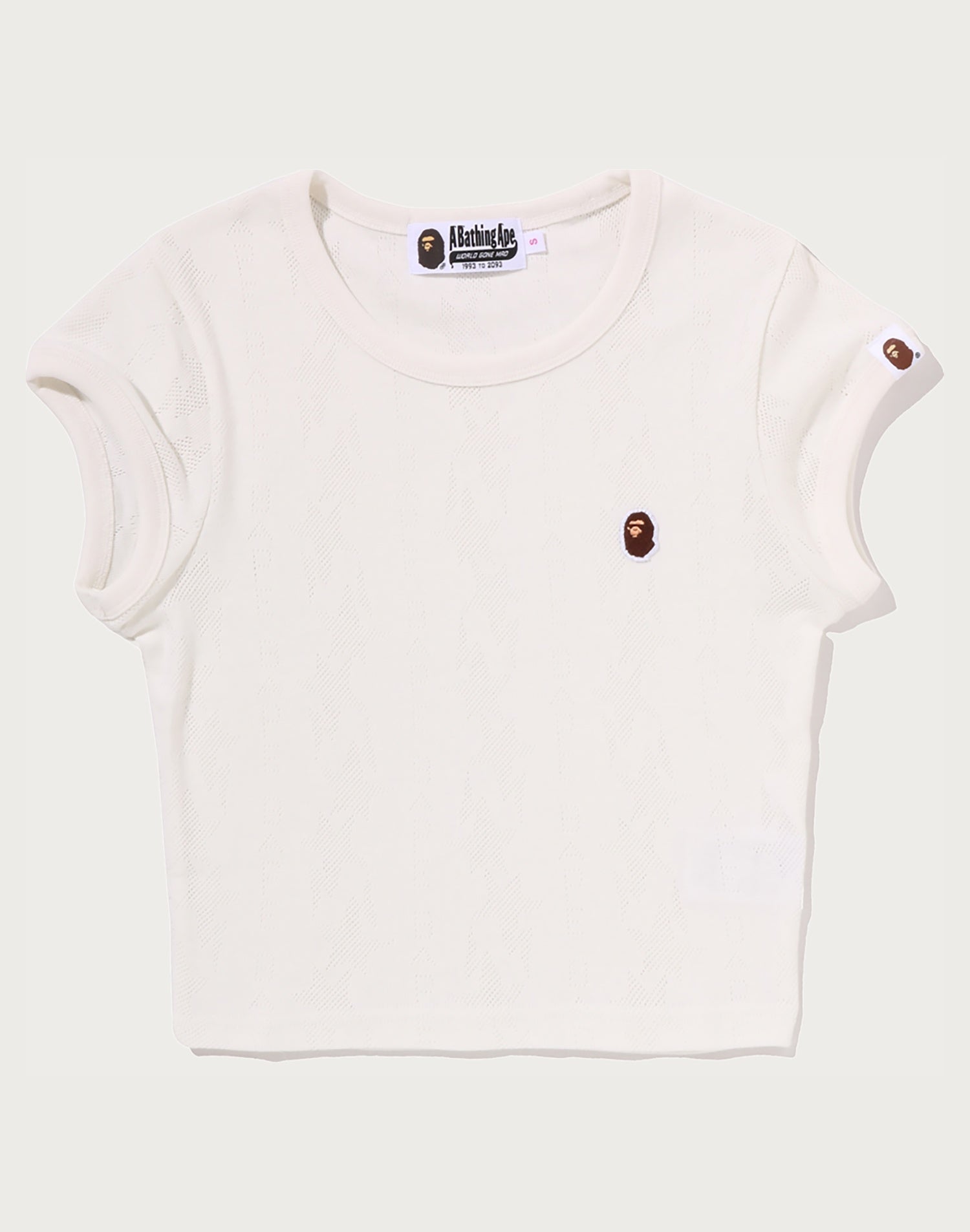 STA PATTERN JACQUARD APE HEAD ONE POINT CROPPED TEE LADIES