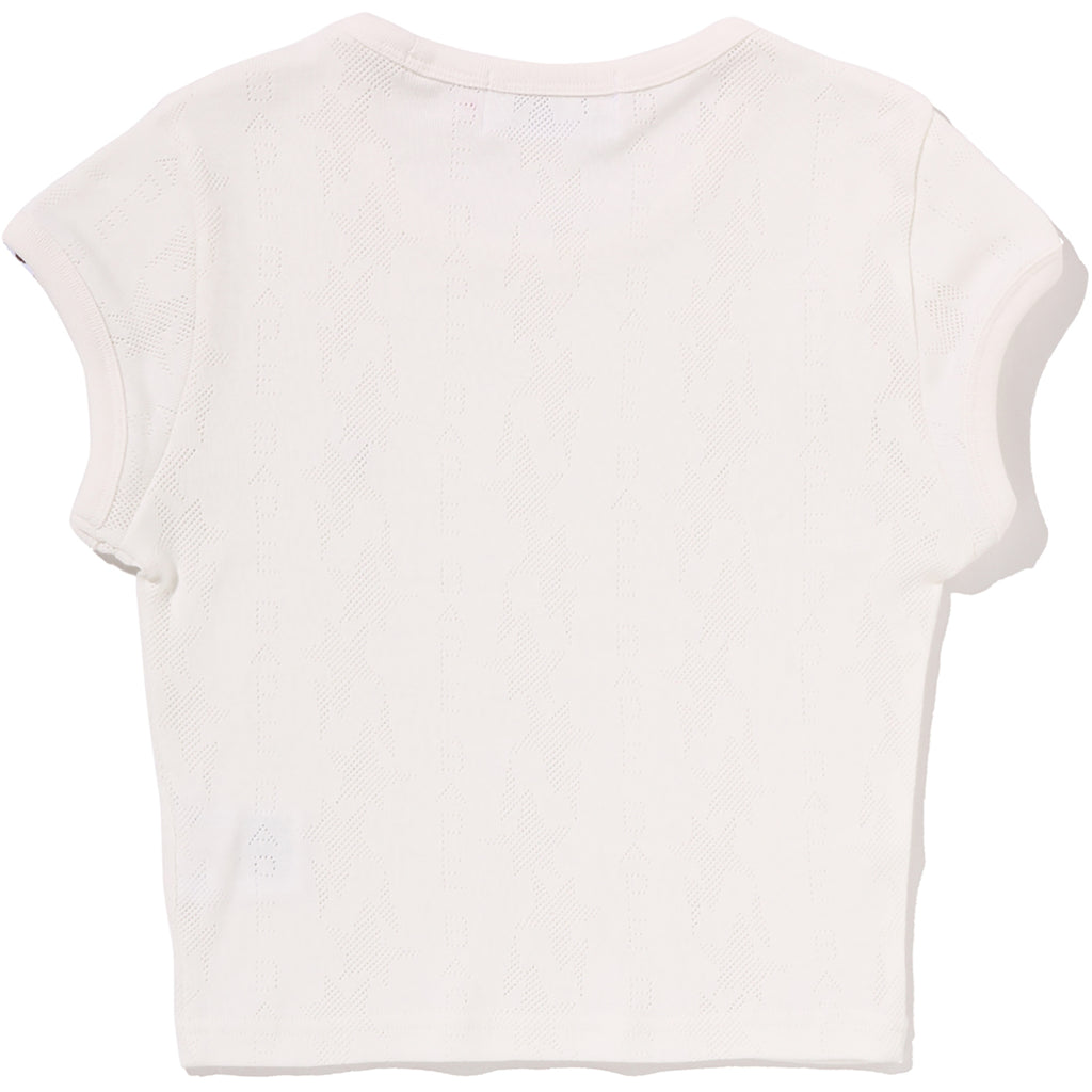 STA PATTERN JACQUARD APE HEAD ONE POINT CROPPED TEE LADIES