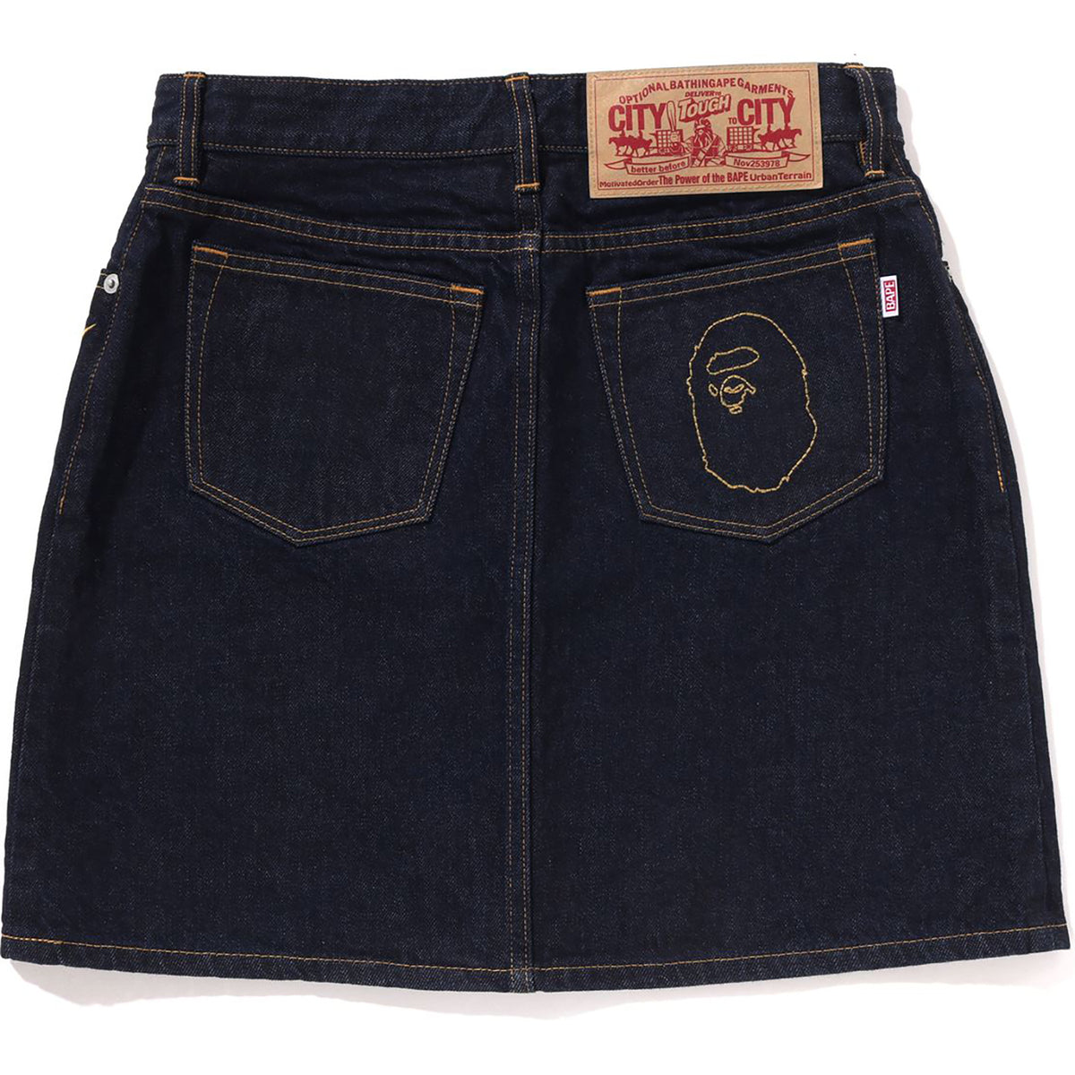 APE HEAD EMBROIDERY 12 OZ DENIM SKIRT LADIES