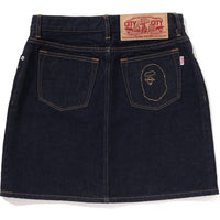 APE HEAD EMBROIDERY 12 OZ DENIM SKIRT LADIES