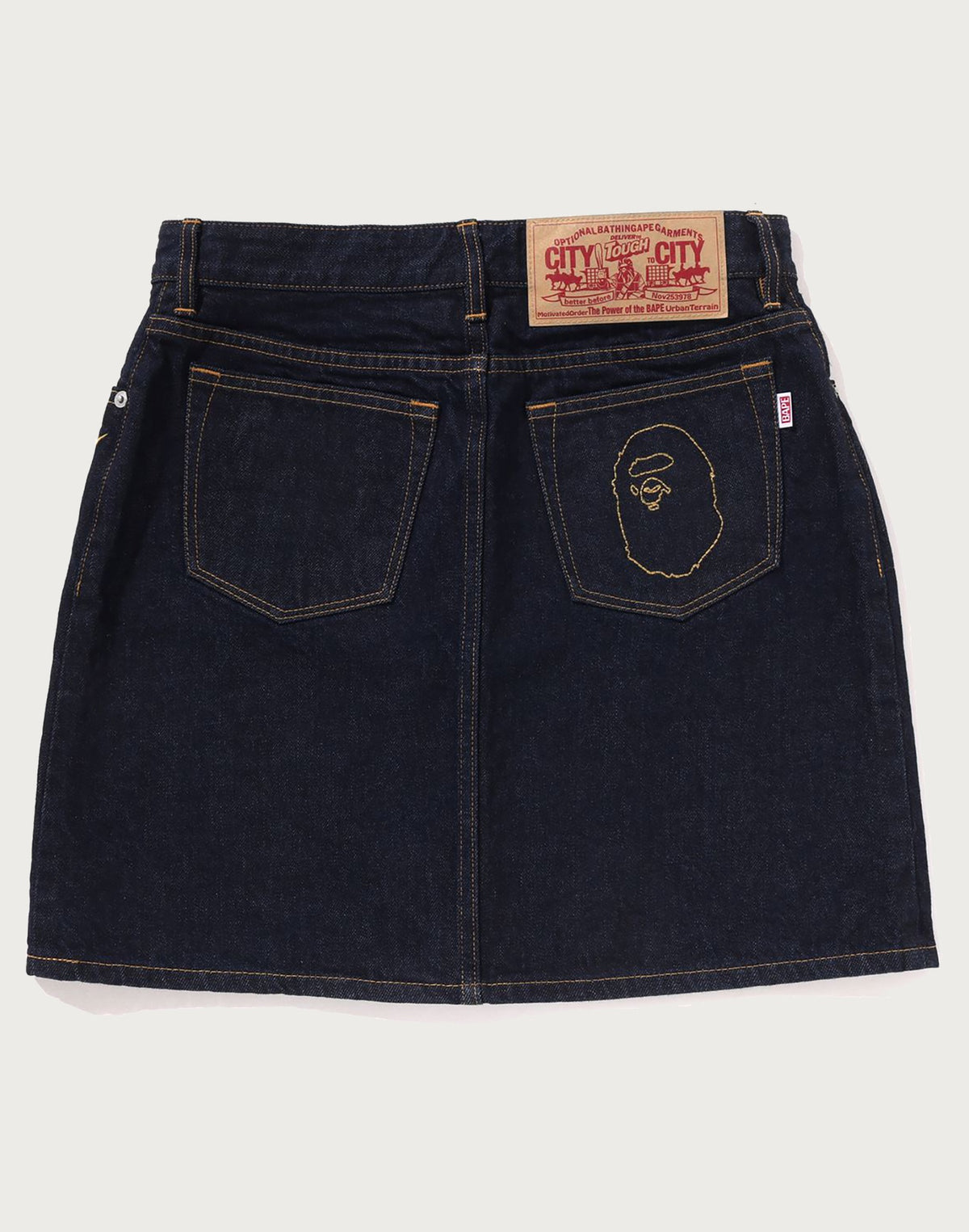 APE HEAD EMBROIDERY 12 OZ DENIM SKIRT LADIES