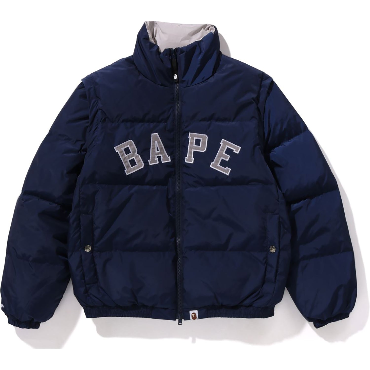 Bape puffy long jacket XL , newest ape embroidery at the back. Hooded.