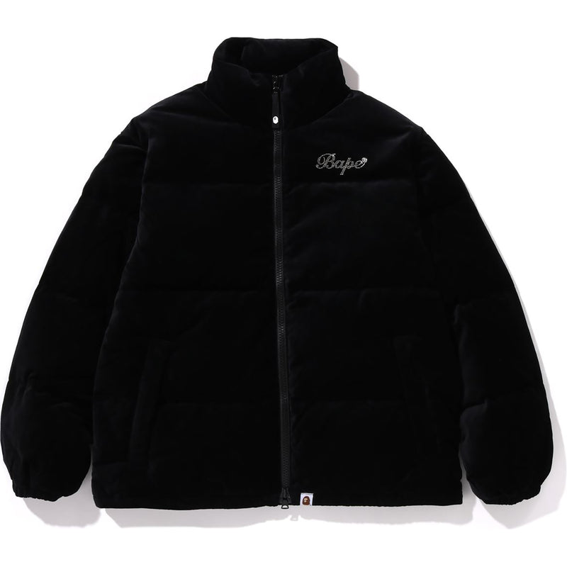 CRYSTAL STONE BAPE LOGO VELOUR DOWN JACKET LADIES