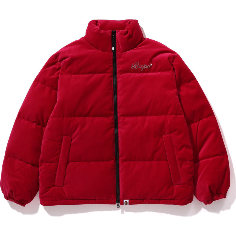 CRYSTAL STONE BAPE LOGO VELOUR DOWN JACKET LADIES