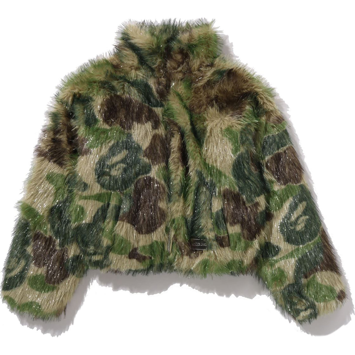 ABC CAMO ONE POINT METALLIC LONG FUR JACQUARD DOWN JACKET LADIES