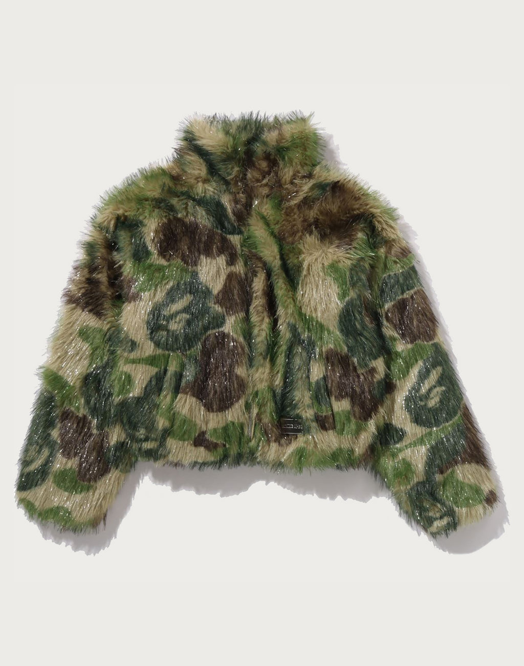 ABC CAMO ONE POINT METALLIC LONG FUR JACQUARD DOWN JACKET LADIES