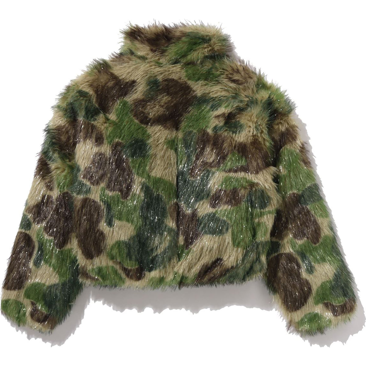 ABC CAMO ONE POINT METALLIC LONG FUR JACQUARD DOWN JACKET LADIES