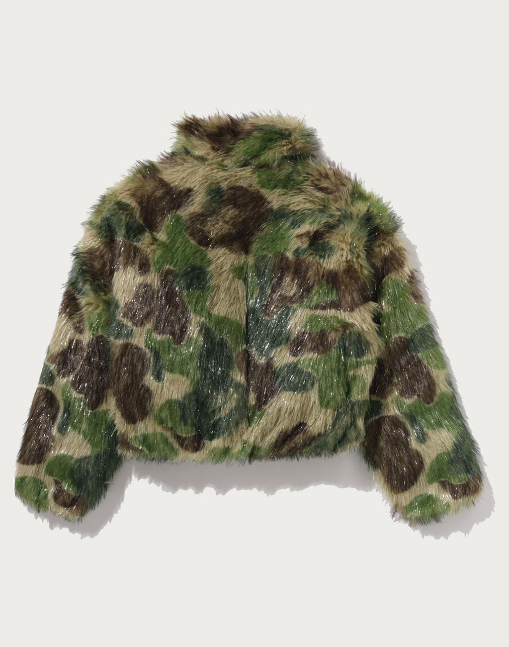 ABC CAMO ONE POINT METALLIC LONG FUR JACQUARD DOWN JACKET LADIES