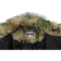 ABC CAMO ONE POINT METALLIC LONG FUR JACQUARD DOWN JACKET LADIES
