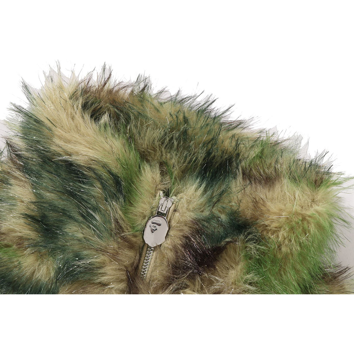 ABC CAMO ONE POINT METALLIC LONG FUR JACQUARD DOWN JACKET LADIES