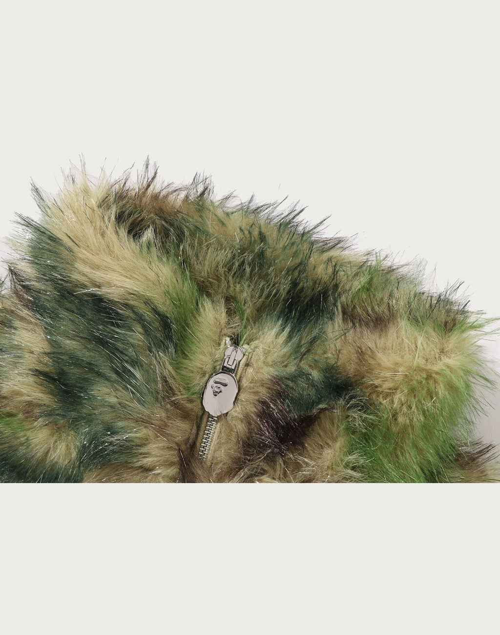 ABC CAMO ONE POINT METALLIC LONG FUR JACQUARD DOWN JACKET LADIES