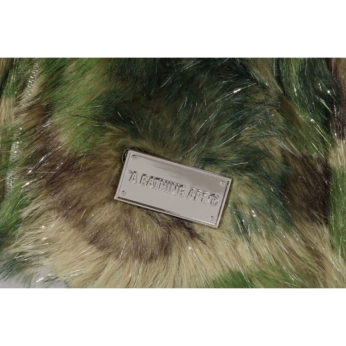 ABC CAMO ONE POINT METALLIC LONG FUR JACQUARD DOWN JACKET LADIES