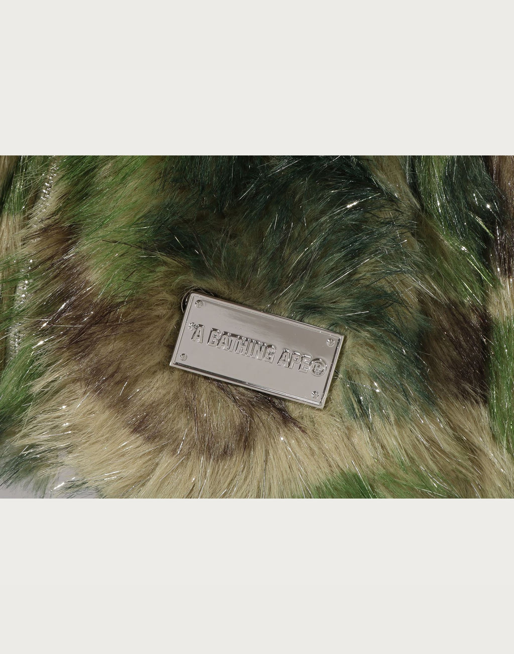 ABC CAMO ONE POINT METALLIC LONG FUR JACQUARD DOWN JACKET LADIES