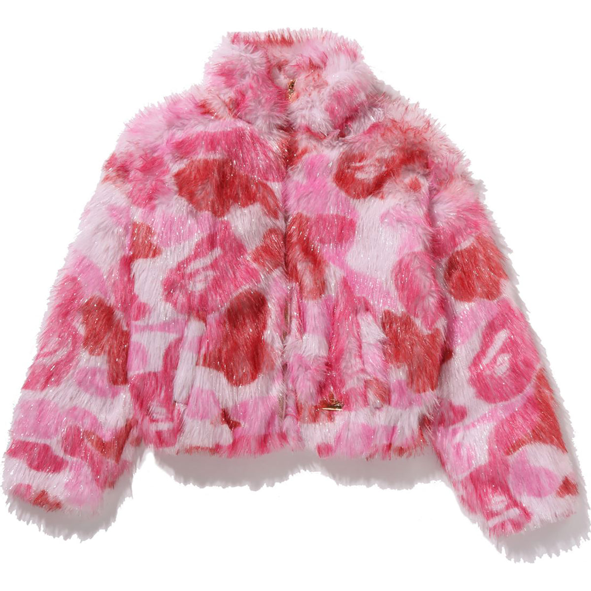 ABC CAMO ONE POINT METALLIC LONG FUR JACQUARD DOWN JACKET LADIES