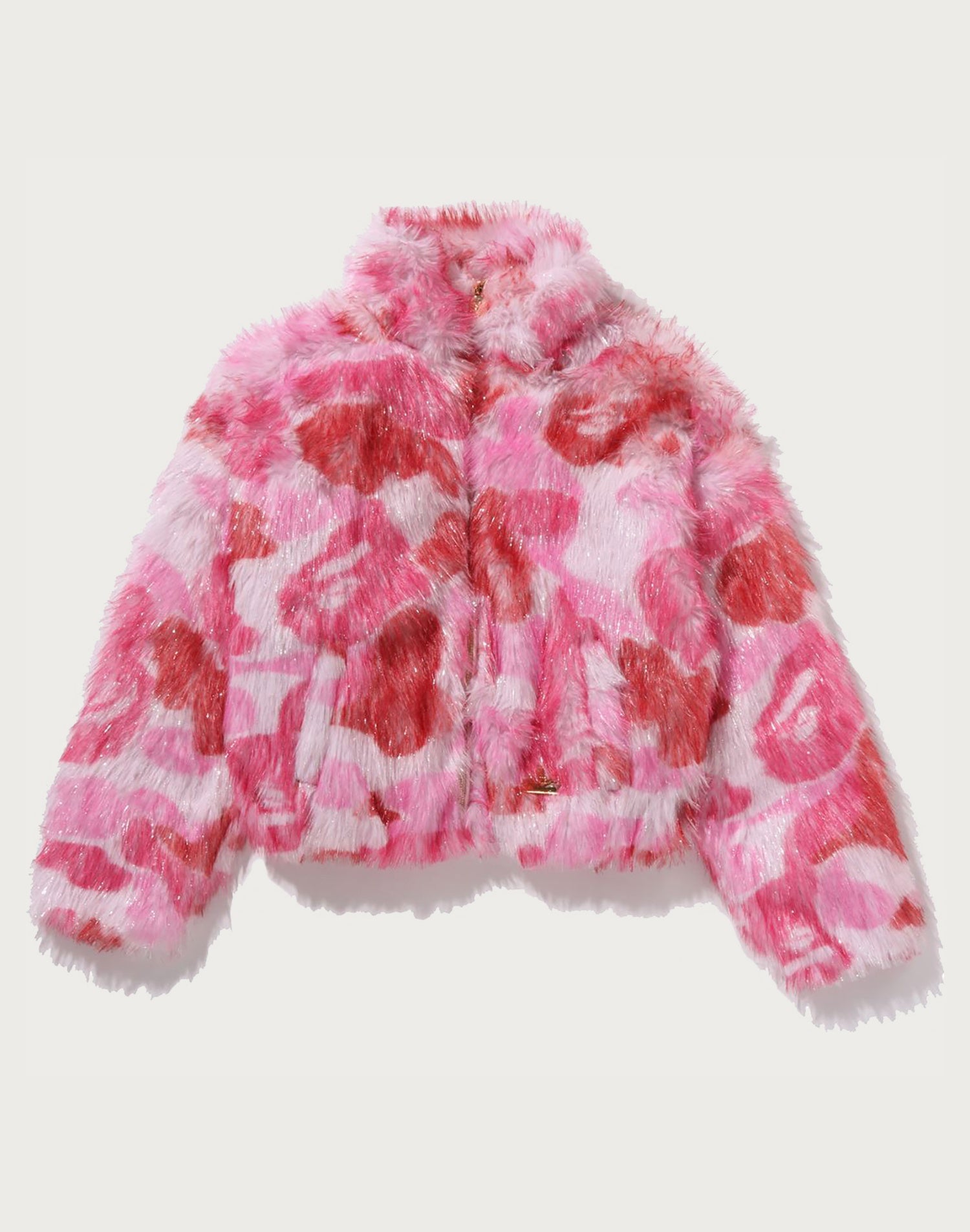 ABC CAMO ONE POINT METALLIC LONG FUR JACQUARD DOWN JACKET LADIES