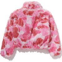 ABC CAMO ONE POINT METALLIC LONG FUR JACQUARD DOWN JACKET LADIES