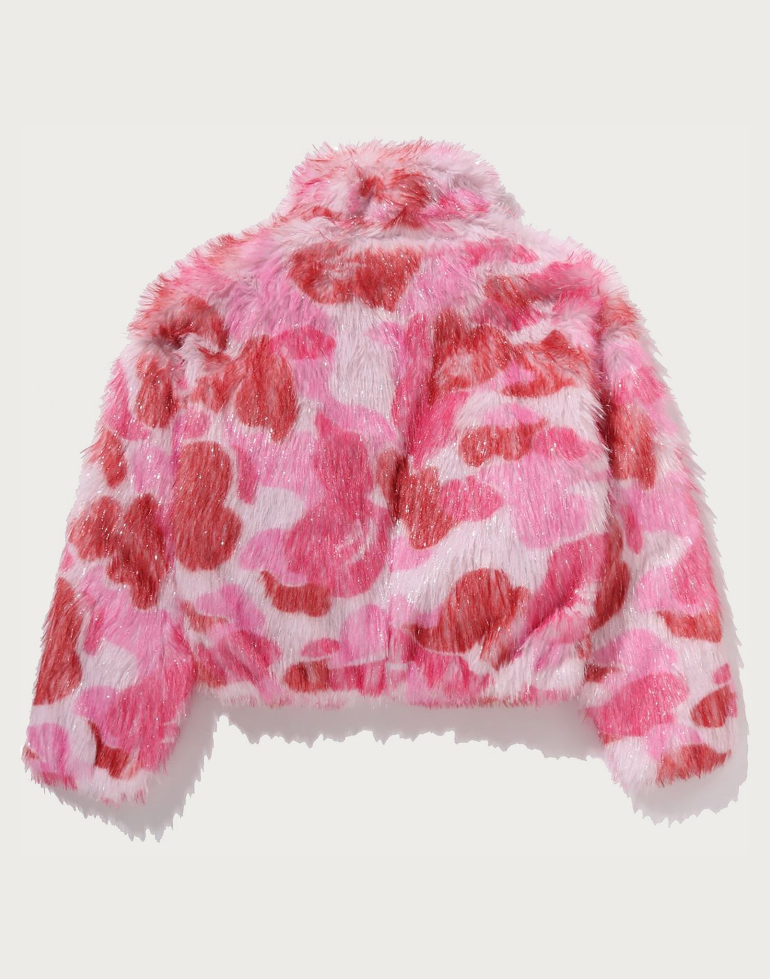 ABC CAMO ONE POINT METALLIC LONG FUR JACQUARD DOWN JACKET LADIES