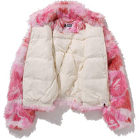 ABC CAMO ONE POINT METALLIC LONG FUR JACQUARD DOWN JACKET LADIES