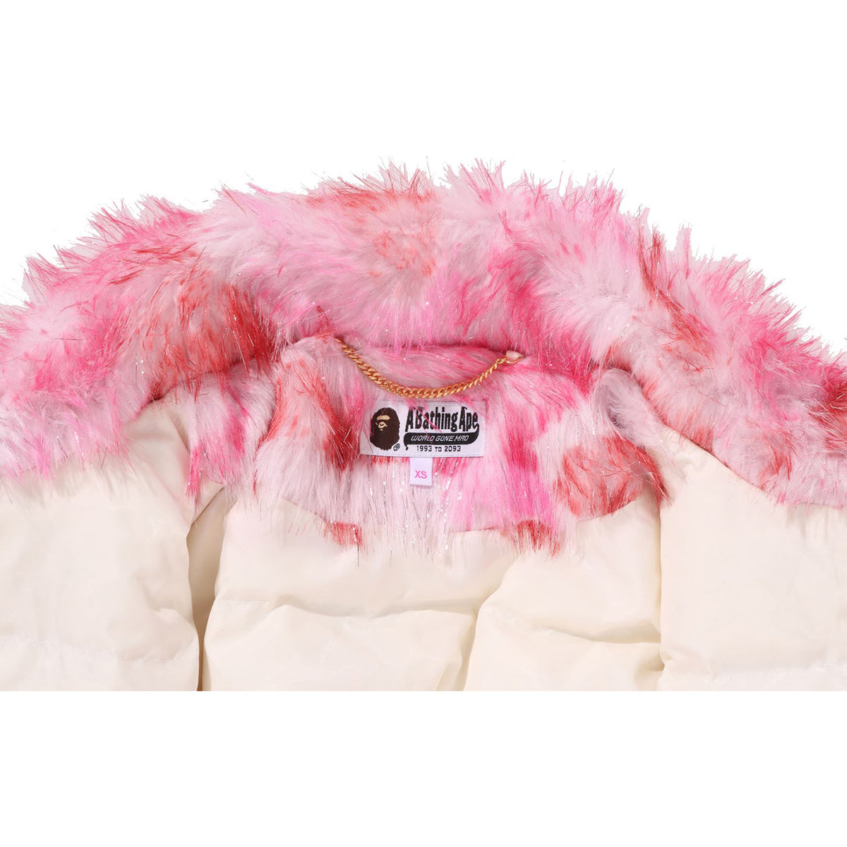 ABC CAMO ONE POINT METALLIC LONG FUR JACQUARD DOWN JACKET LADIES