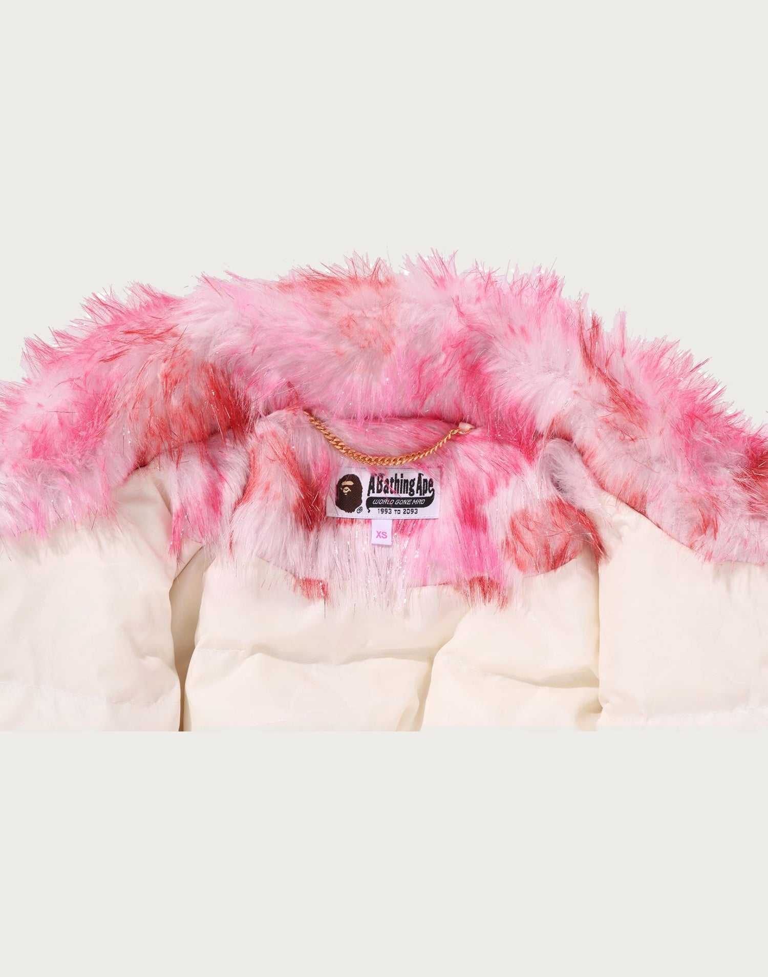 ABC CAMO ONE POINT METALLIC LONG FUR JACQUARD DOWN JACKET LADIES