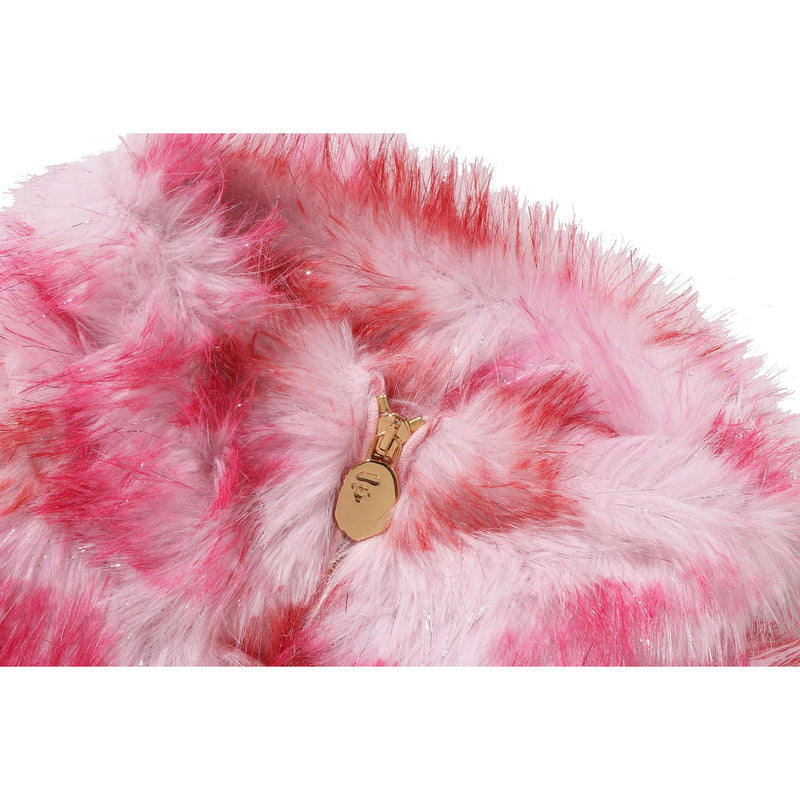 ABC CAMO ONE POINT METALLIC LONG FUR JACQUARD DOWN JACKET LADIES